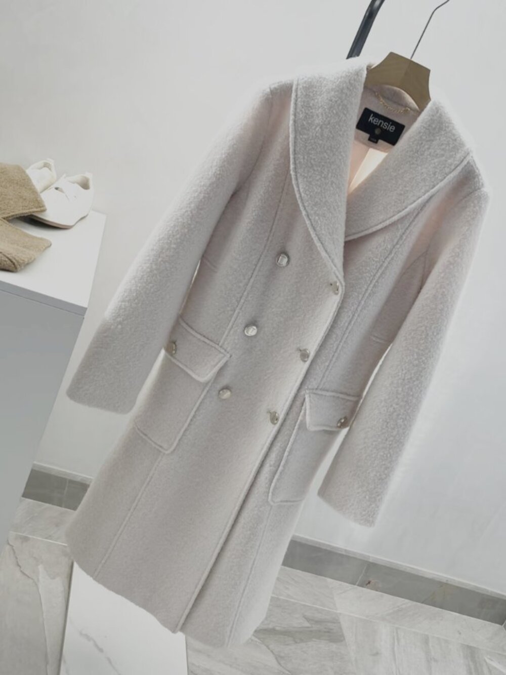 New Kensie Women’s Double-Breasted Wool-Blend Coat